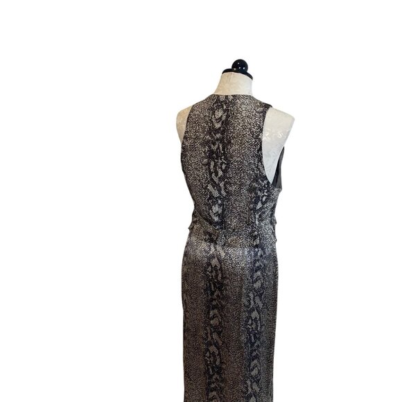 Perry Ellis Vintage Womens Skirt Set Size 6 Gray Snake Print 3 Piece Pure Silk - Picture 5 of 16